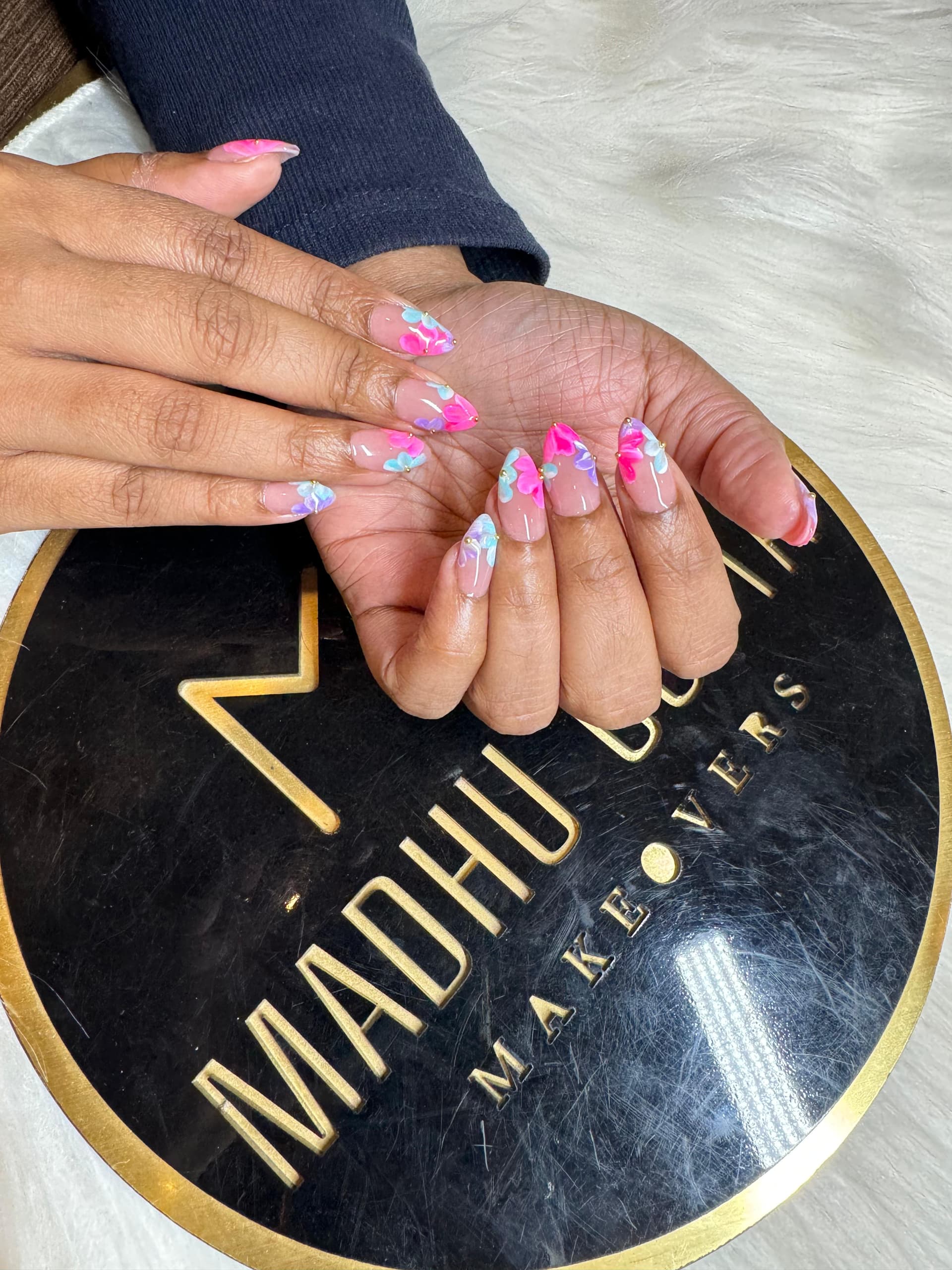 Marble Nail Art of Flowers