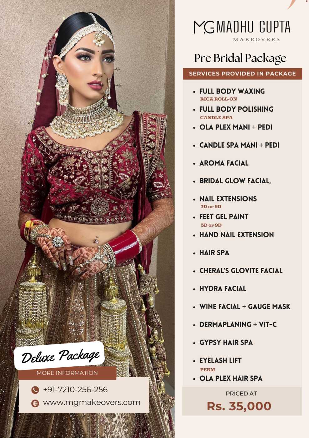 deluxe pre-bridal package ₹35000