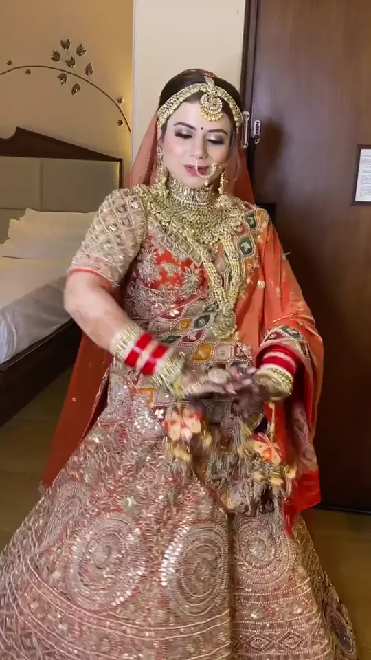 Peach Lehenga Bridal Look