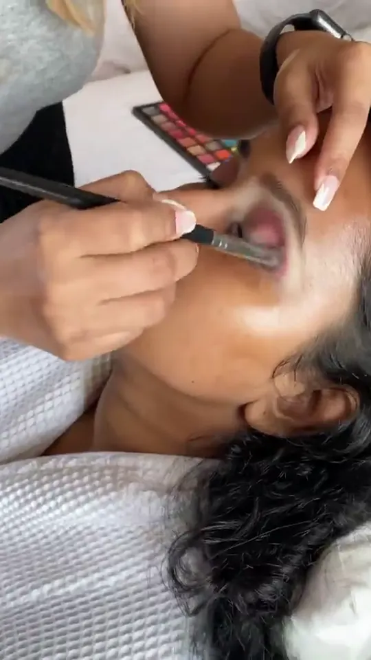 Bridal Makeup in Progress: Red Lehenga