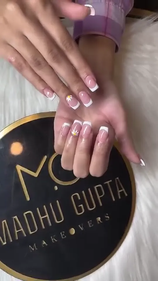 French Tips with Floral Art