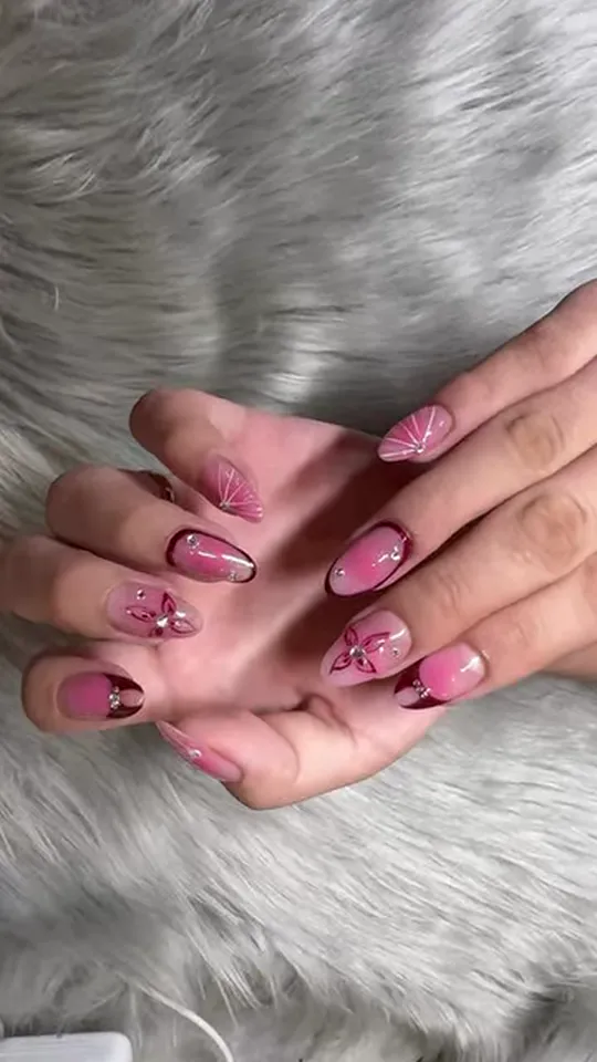 Pink Floral Nail Art